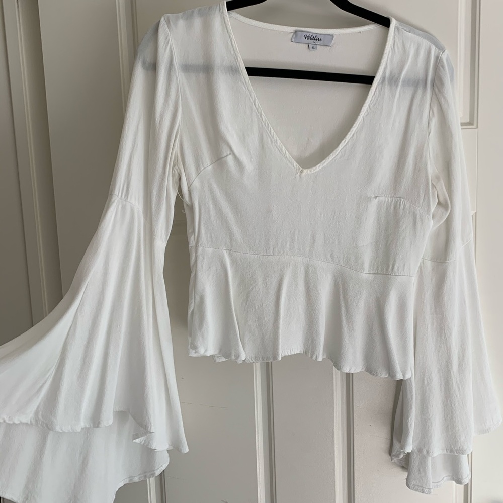White balloon sleeve blouse - Picture 2 of 7